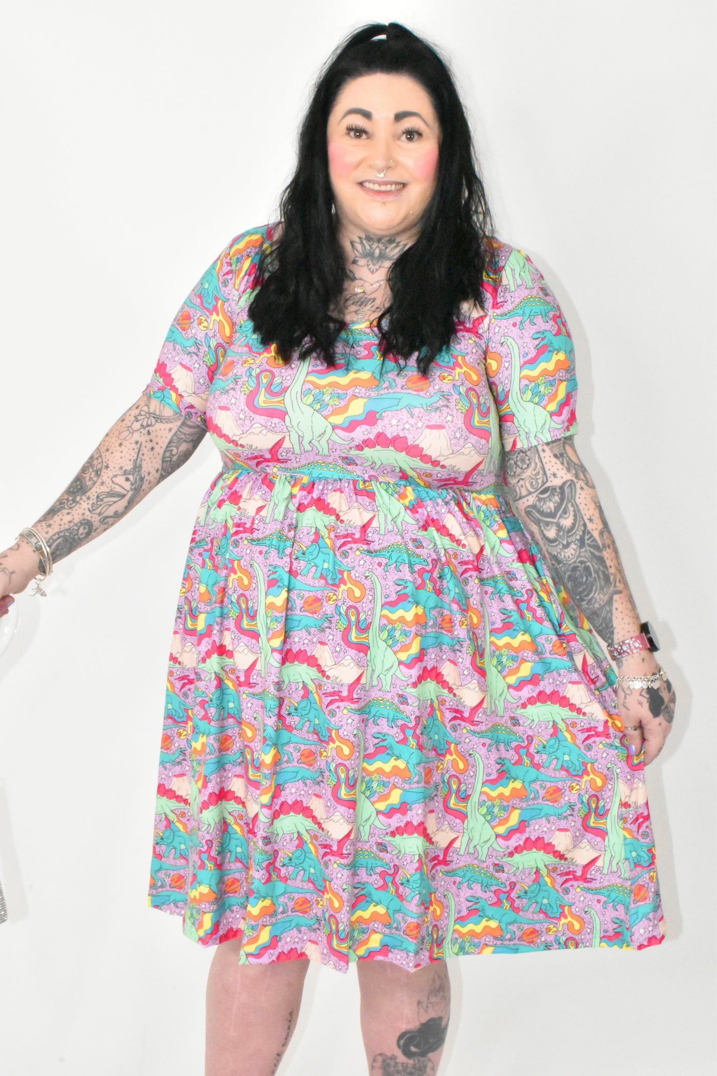 Prehistoric Pastels 2-Way Pocket Skater Dress