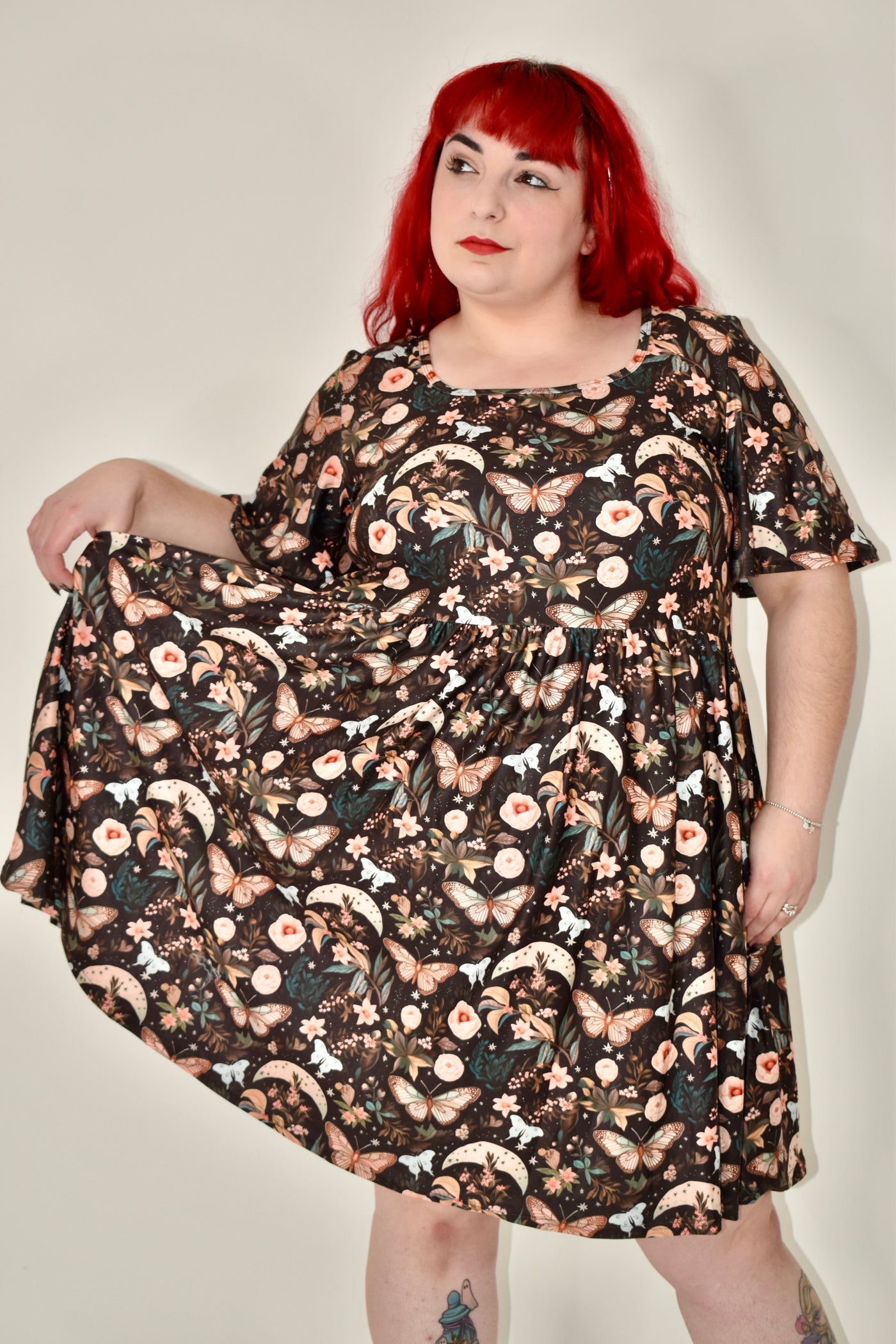 Lunar Garden Angel Sleeve Skater Dress