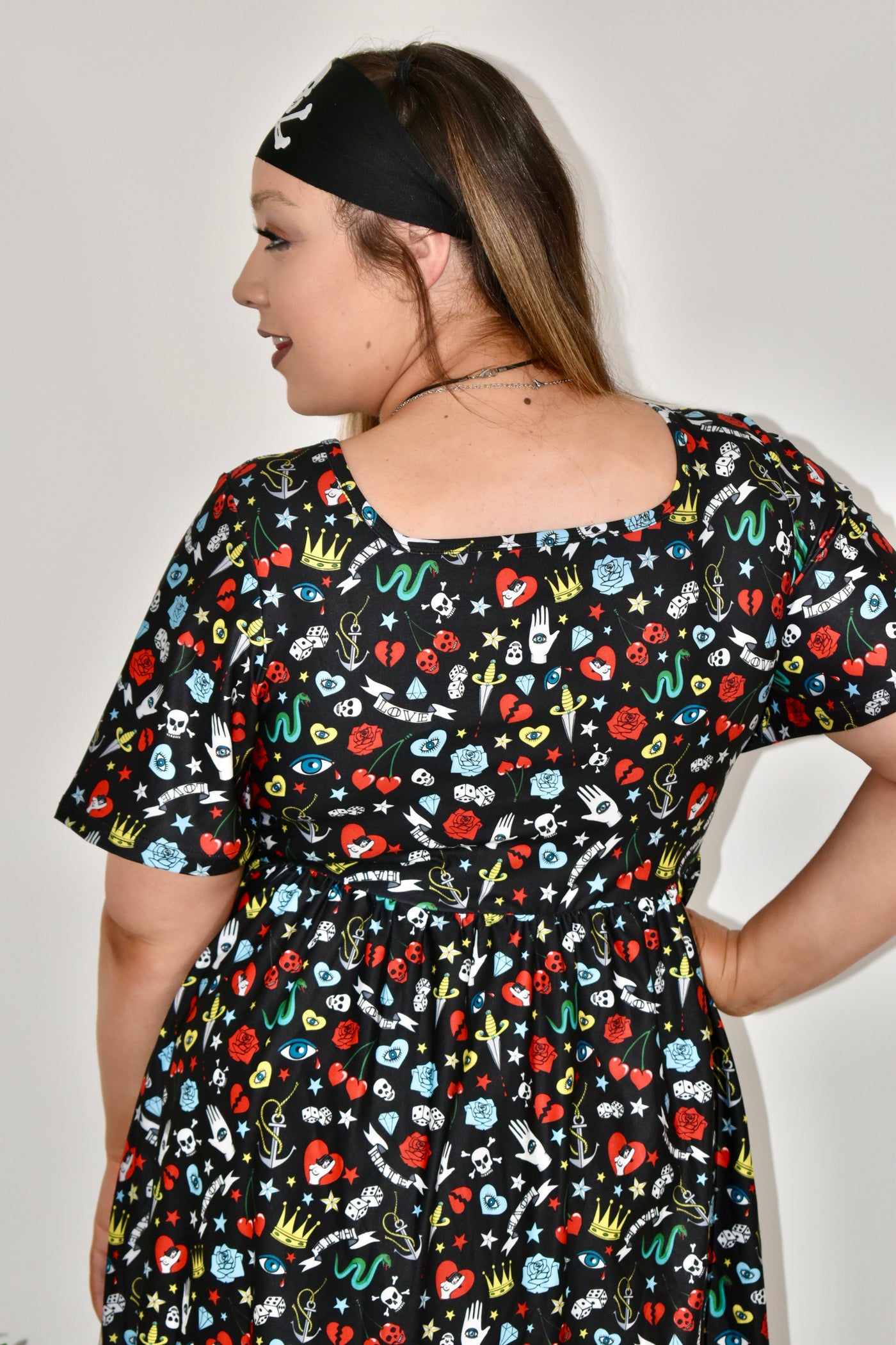 Pretty In Ink Angel Sleeve Skater Dress