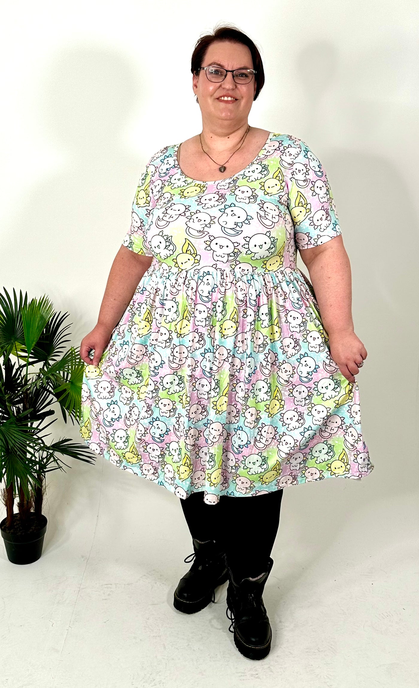 Adorable Axolotls 2-Way Pocket Skater Dress