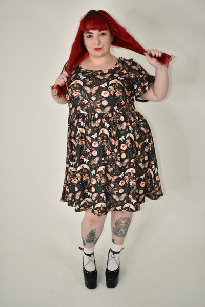 Lunar Garden Angel Sleeve Skater Dress