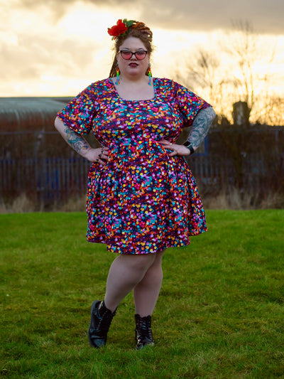 Glitter Ball Angel Sleeve Skater Dress