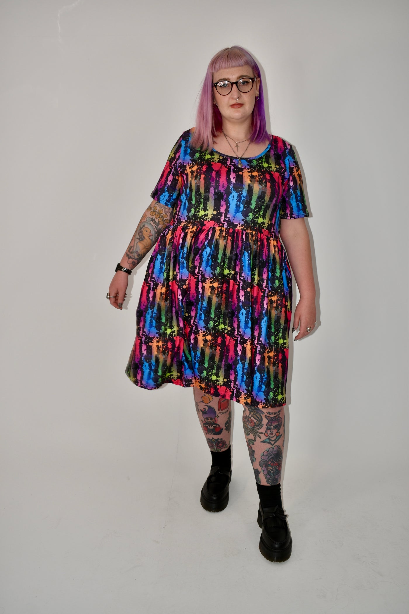 Rainbow Grunge 2-Way Pocket Skater Dress