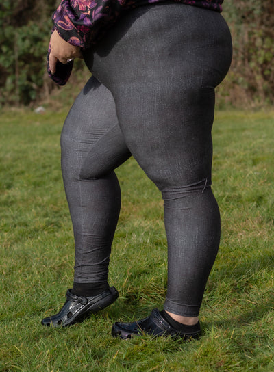 Black Washed Denim Look Super Soft Leggings