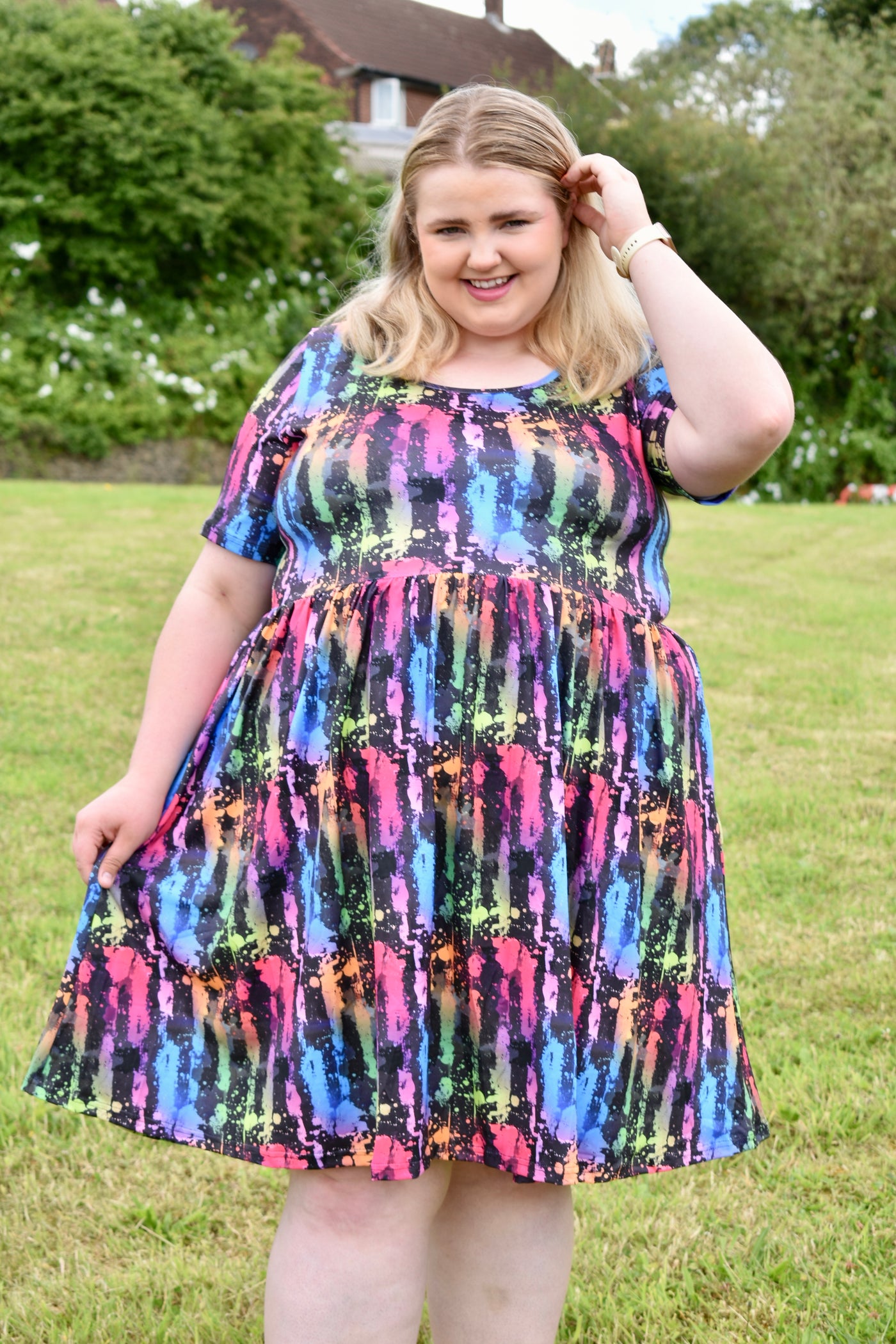 Rainbow Grunge 2-Way Pocket Skater Dress