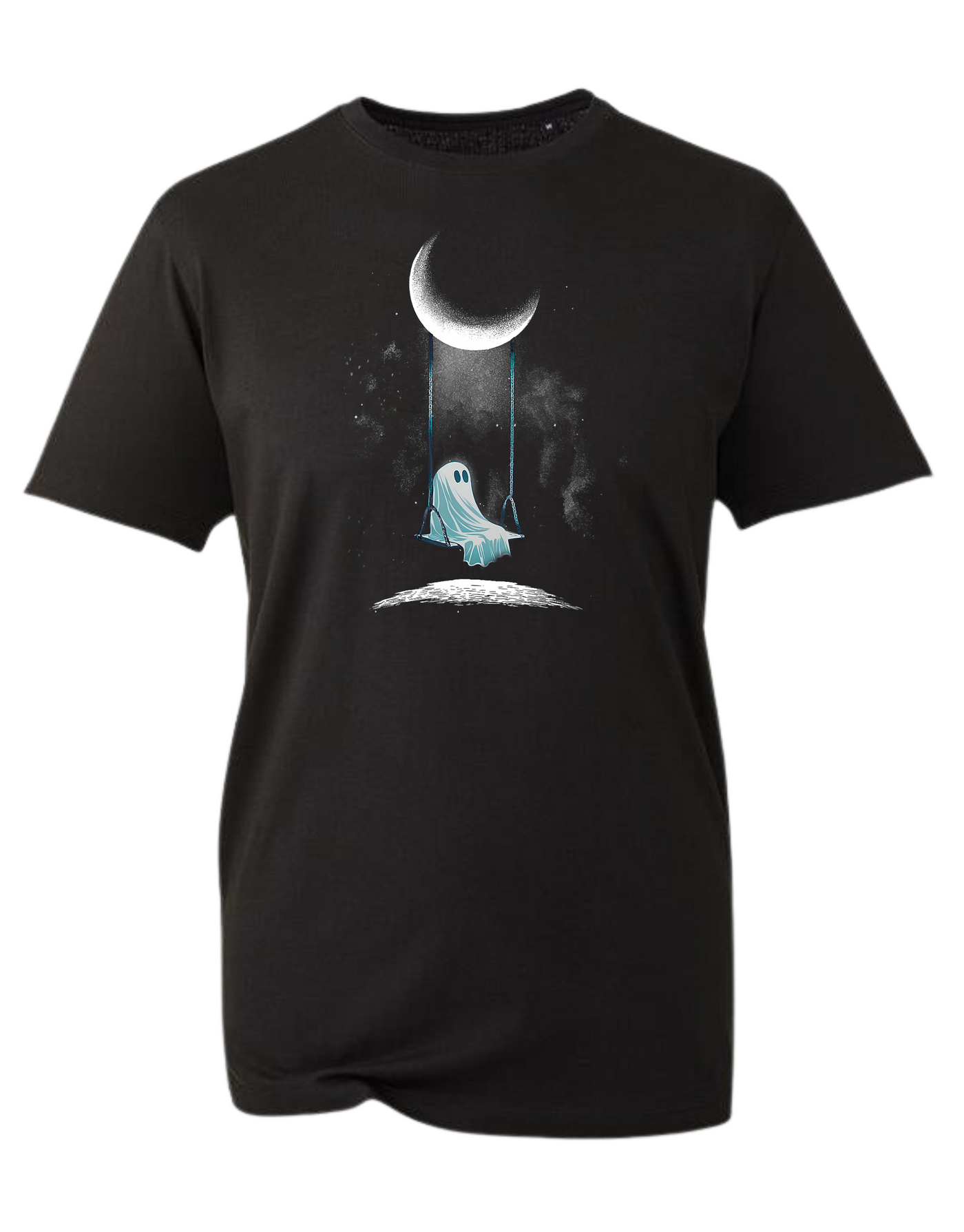 Black Lonely Ghost Unisex Organic T-Shirt