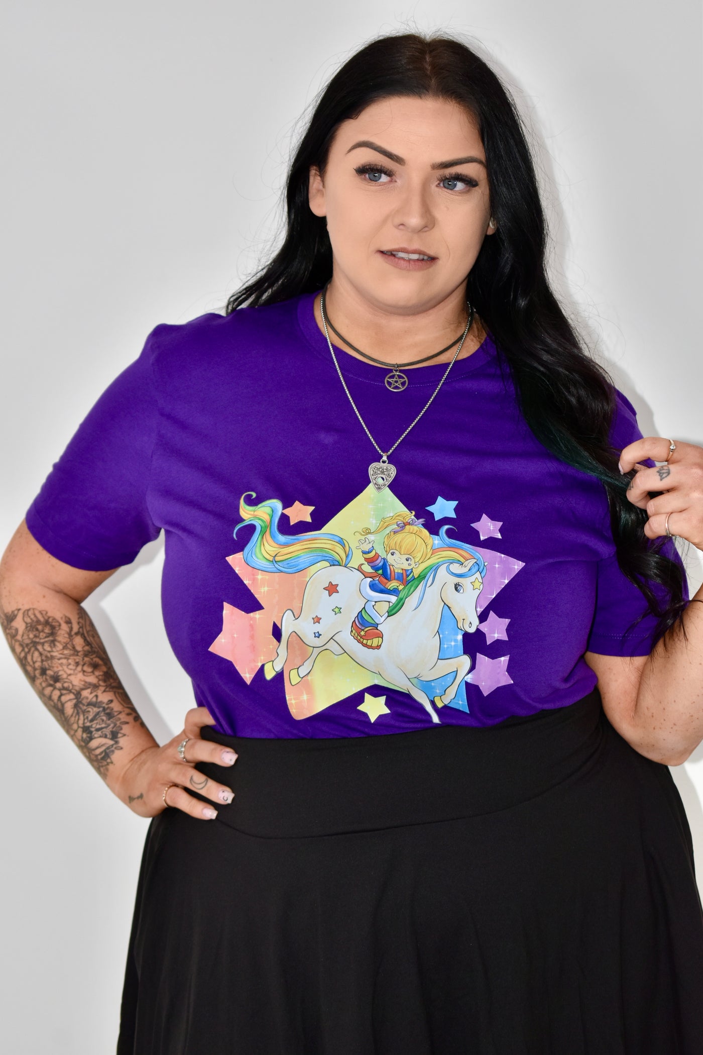 Purple Rainbow Star Girl Unisex Organic T-Shirt