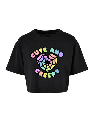 Black "Cute & Creepy" Unisex Cropped T-Shirt