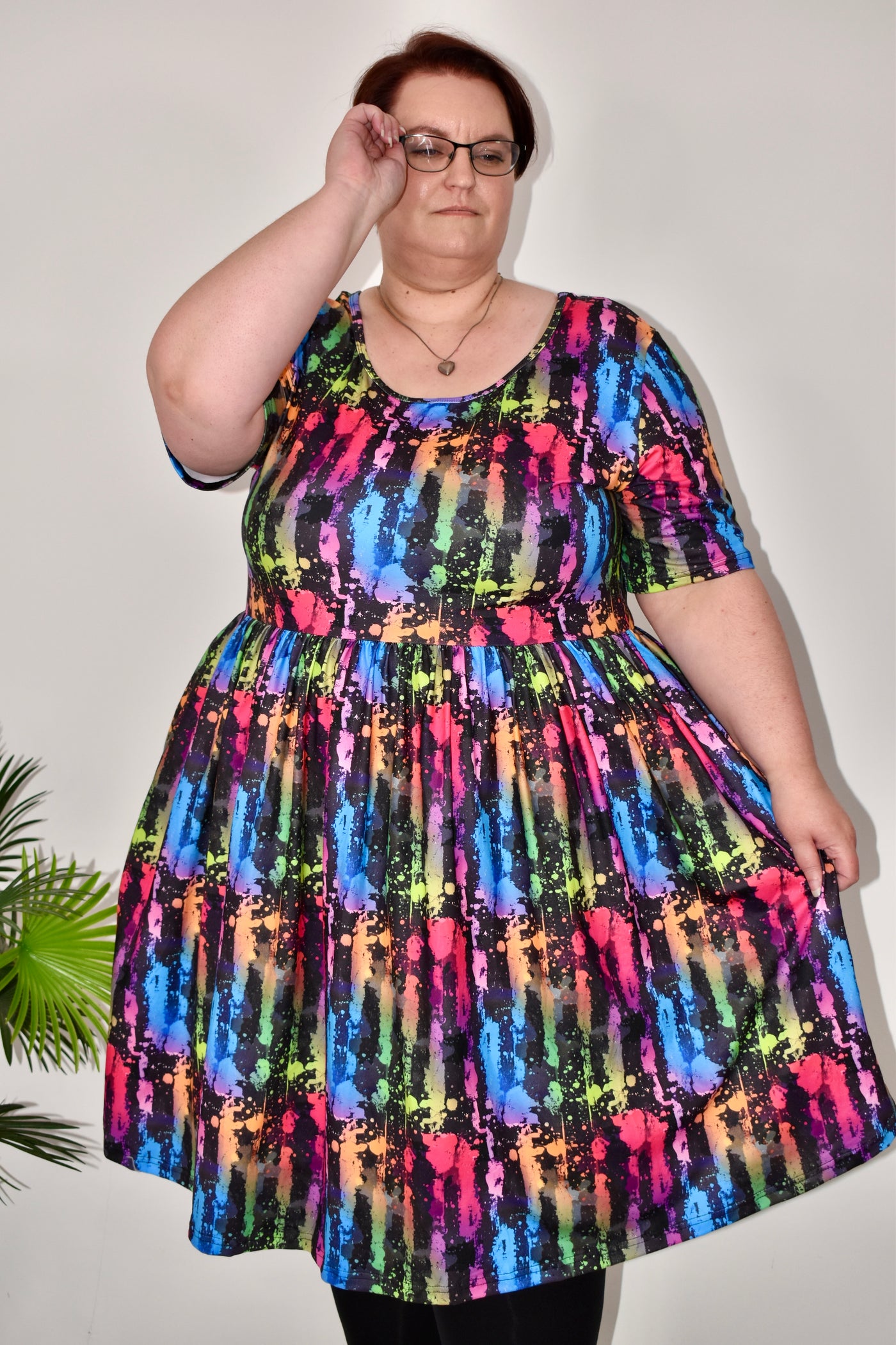 Rainbow Grunge 2-Way Pocket Skater Dress