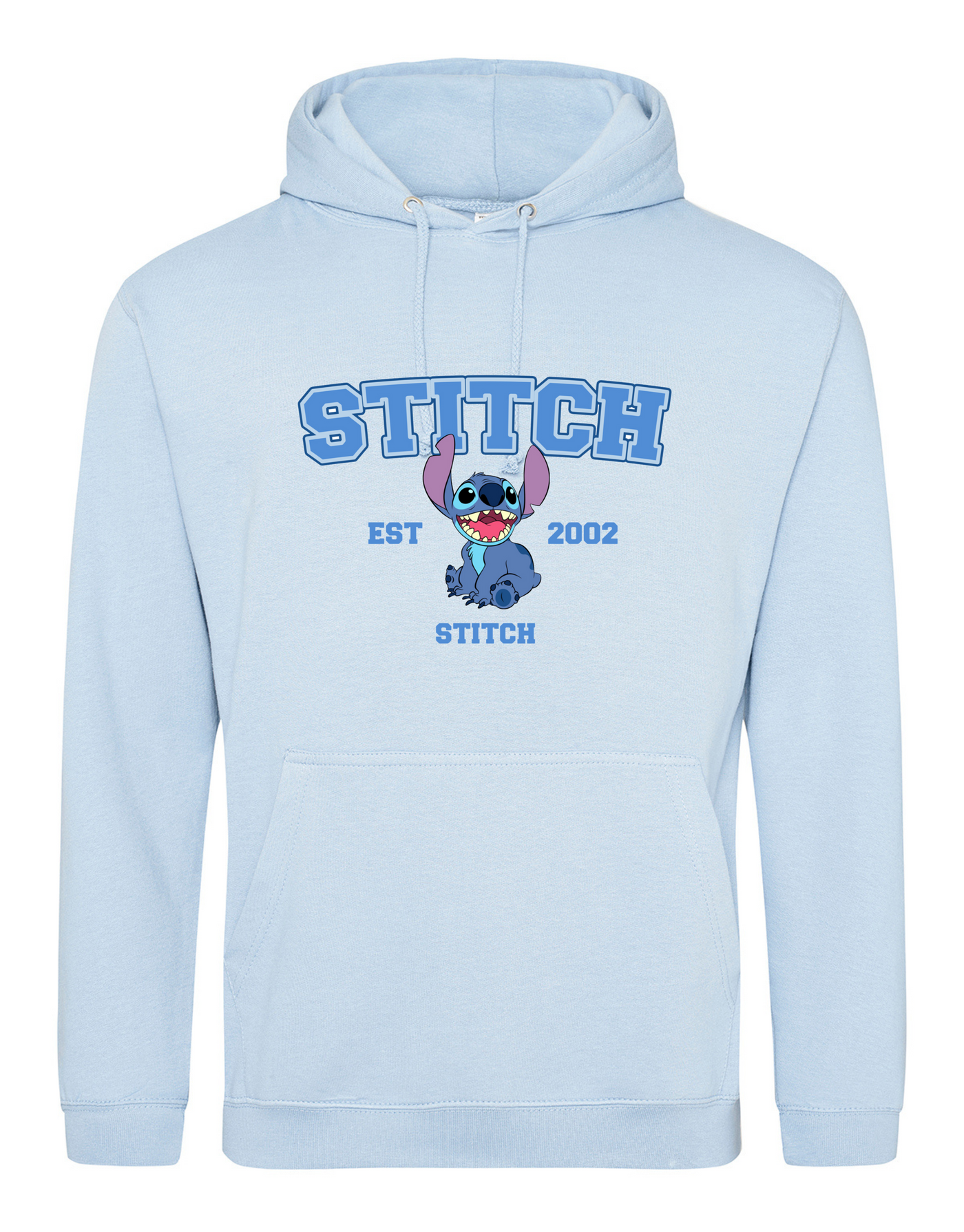 Light Blue "Stitch" Front & Back Standard Unisex Hoodie