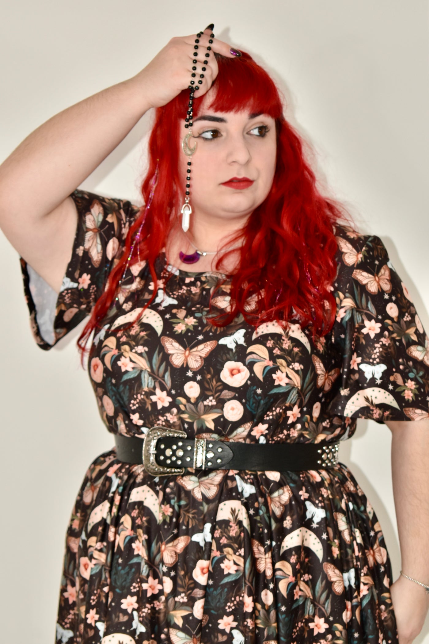 Lunar Garden Angel Sleeve Skater Dress