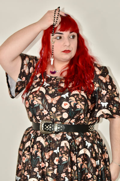 Lunar Garden Angel Sleeve Skater Dress