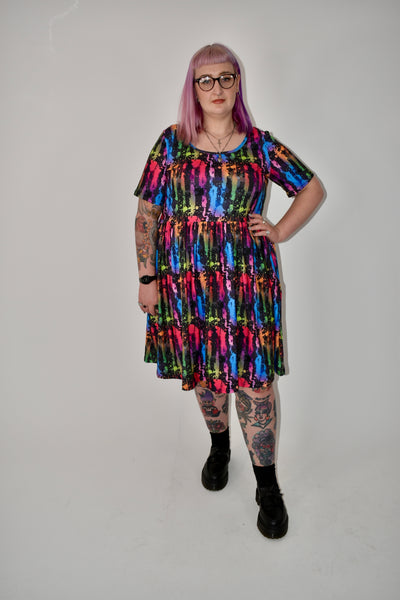 Rainbow Grunge 2-Way Pocket Skater Dress