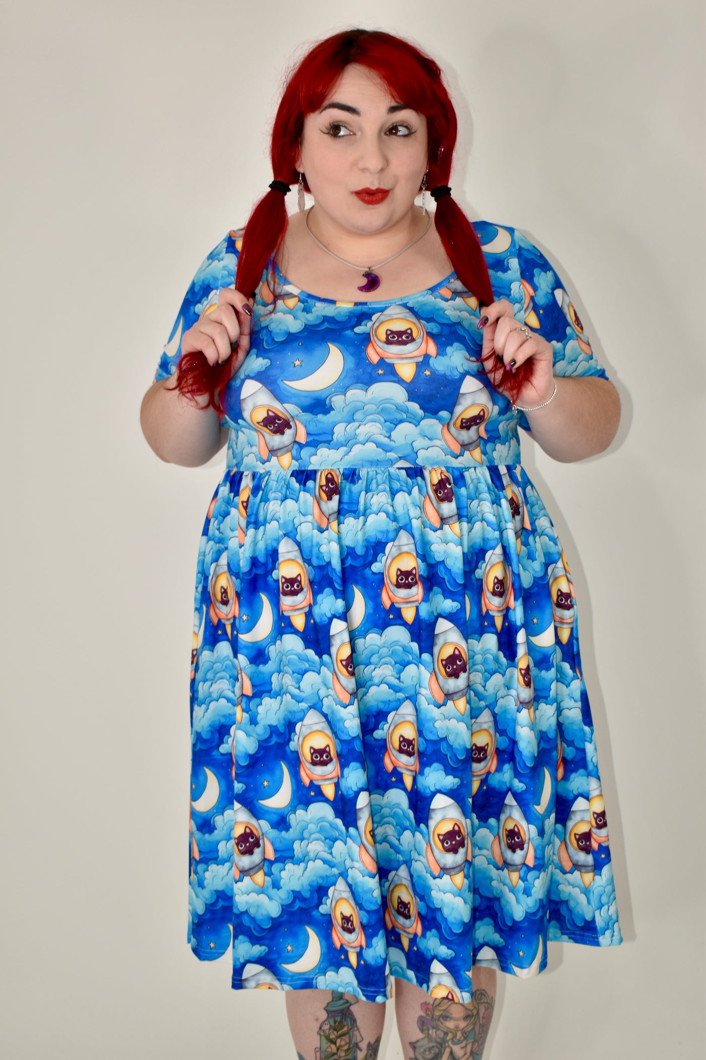Cosmic Cats 2-Way Pocket Skater Dress