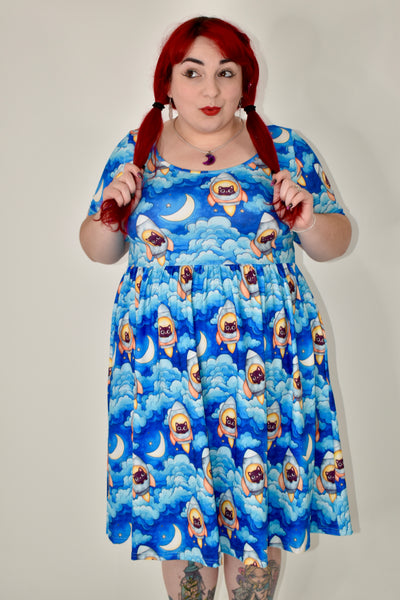 Cosmic Cats 2-Way Pocket Skater Dress