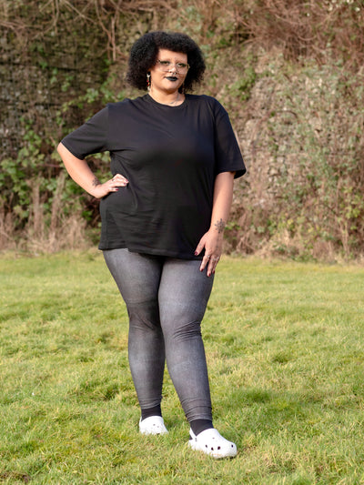 Black Washed Denim Look Super Soft Leggings