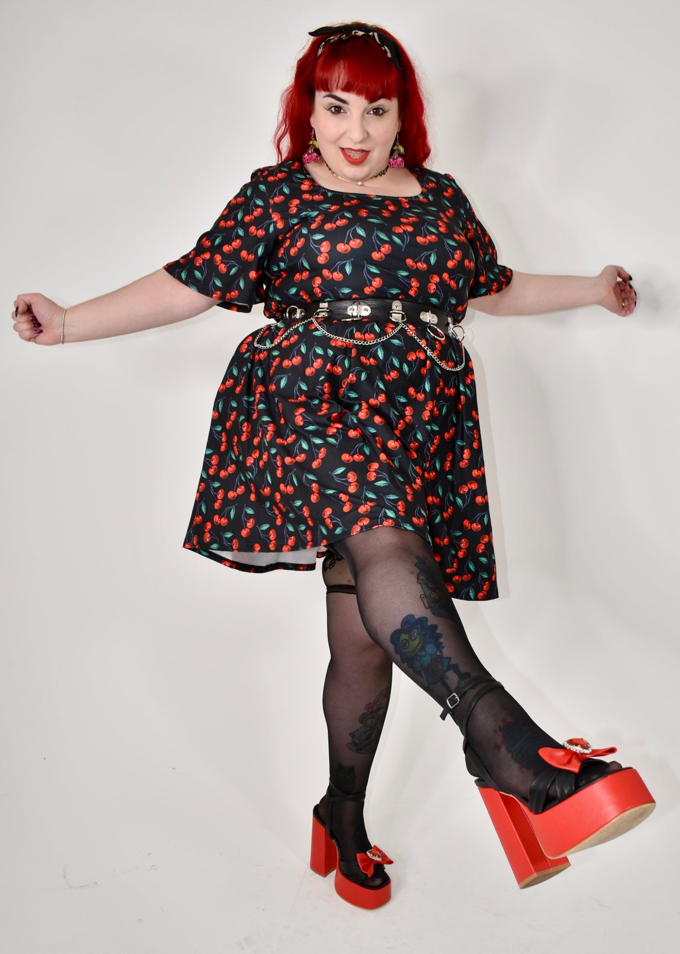 Cherry Baby Angel Sleeve Skater Dress