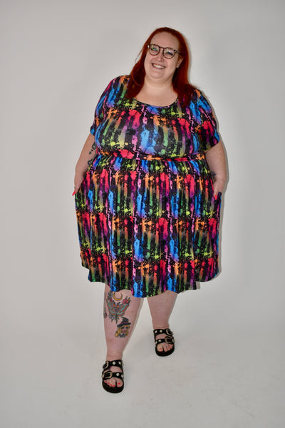 Rainbow Grunge 2-Way Pocket Skater Dress