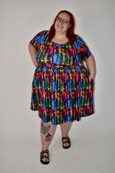 Rainbow Grunge 2-Way Pocket Skater Dress