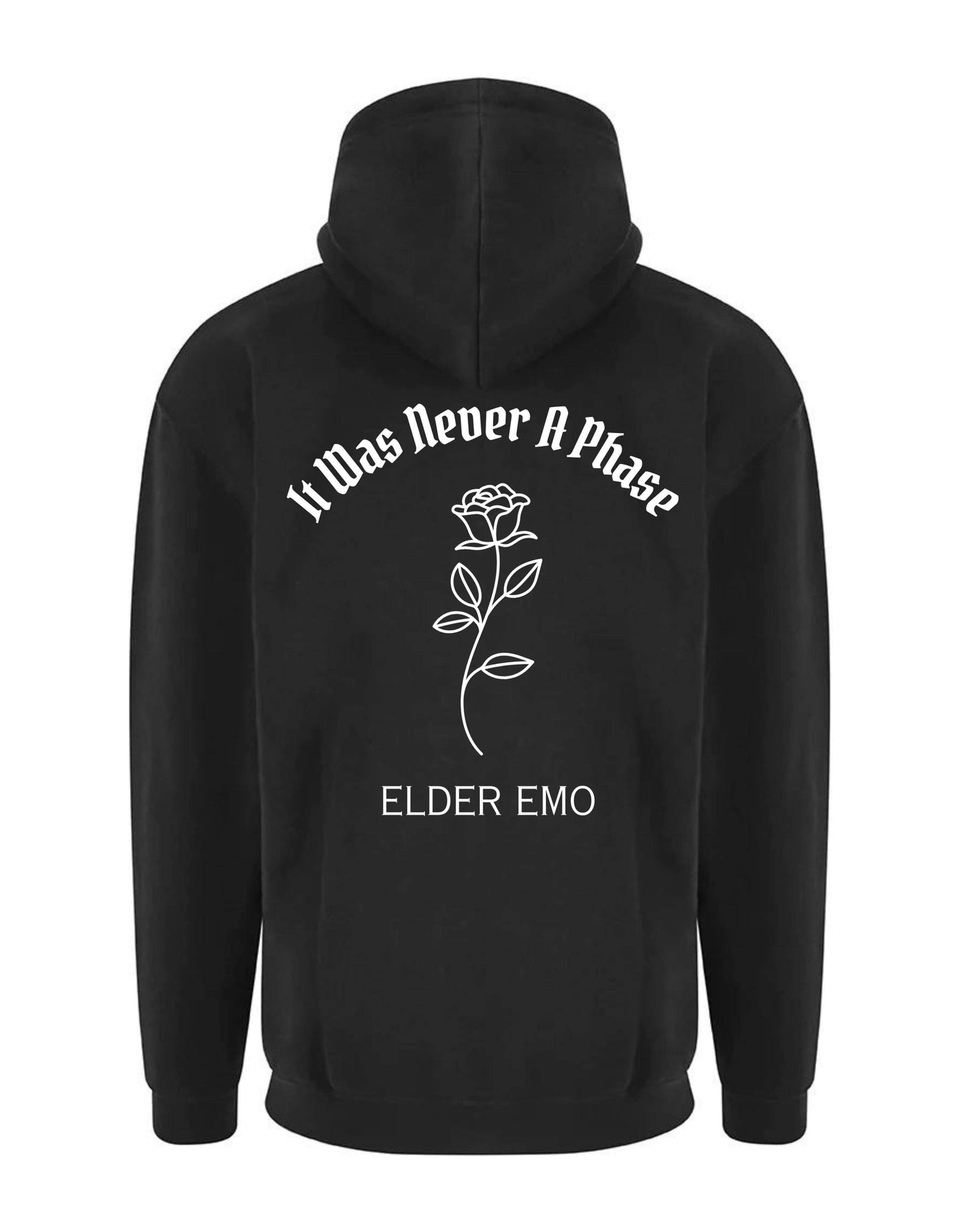 "Elder Emo" Rose Front & Back Print Longline Unisex Hoodie