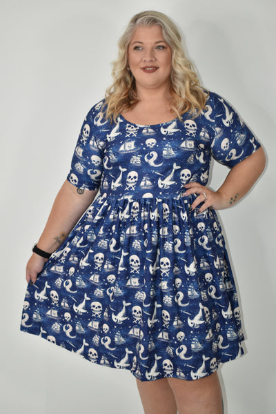 Ahoy There Sharky 2-Way Pocket Skater Dress