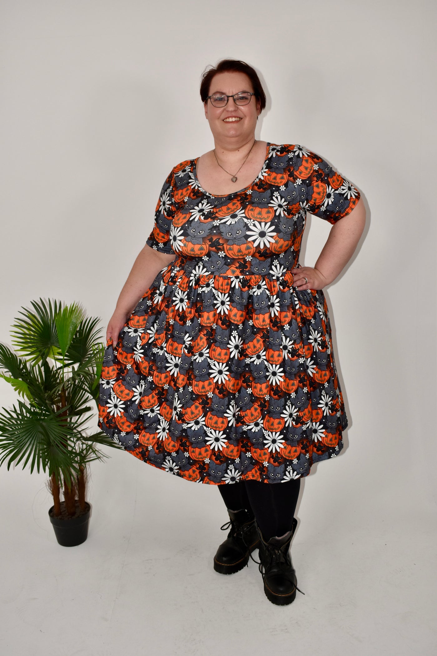 Limited Edition Purrfect Pumpkin 2-Way Pocket Skater Dress