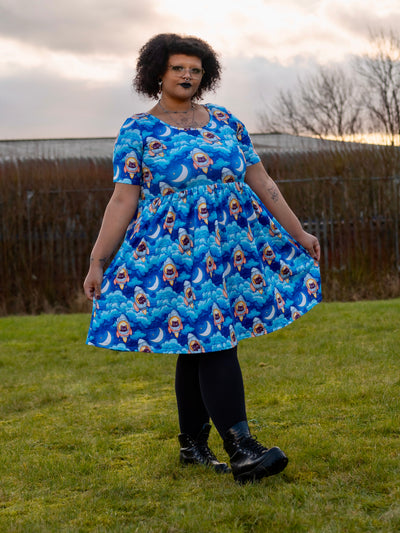 Cosmic Cats 2-Way Pocket Skater Dress