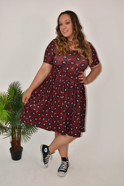 Bloomin' Bones 2-Way Pocket Skater Dress