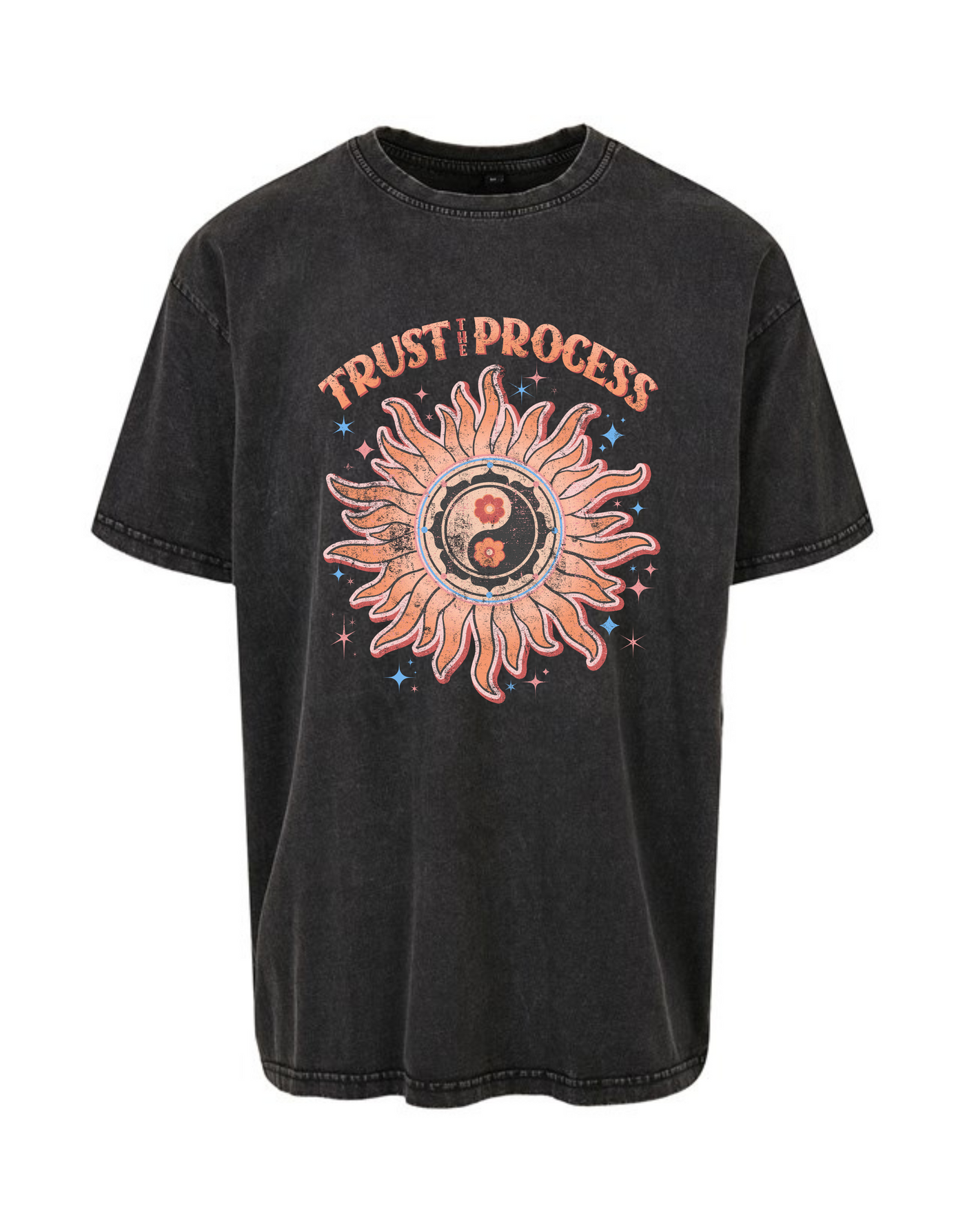 Black "Trust The Process" Unisex Acid Wash T-Shirt