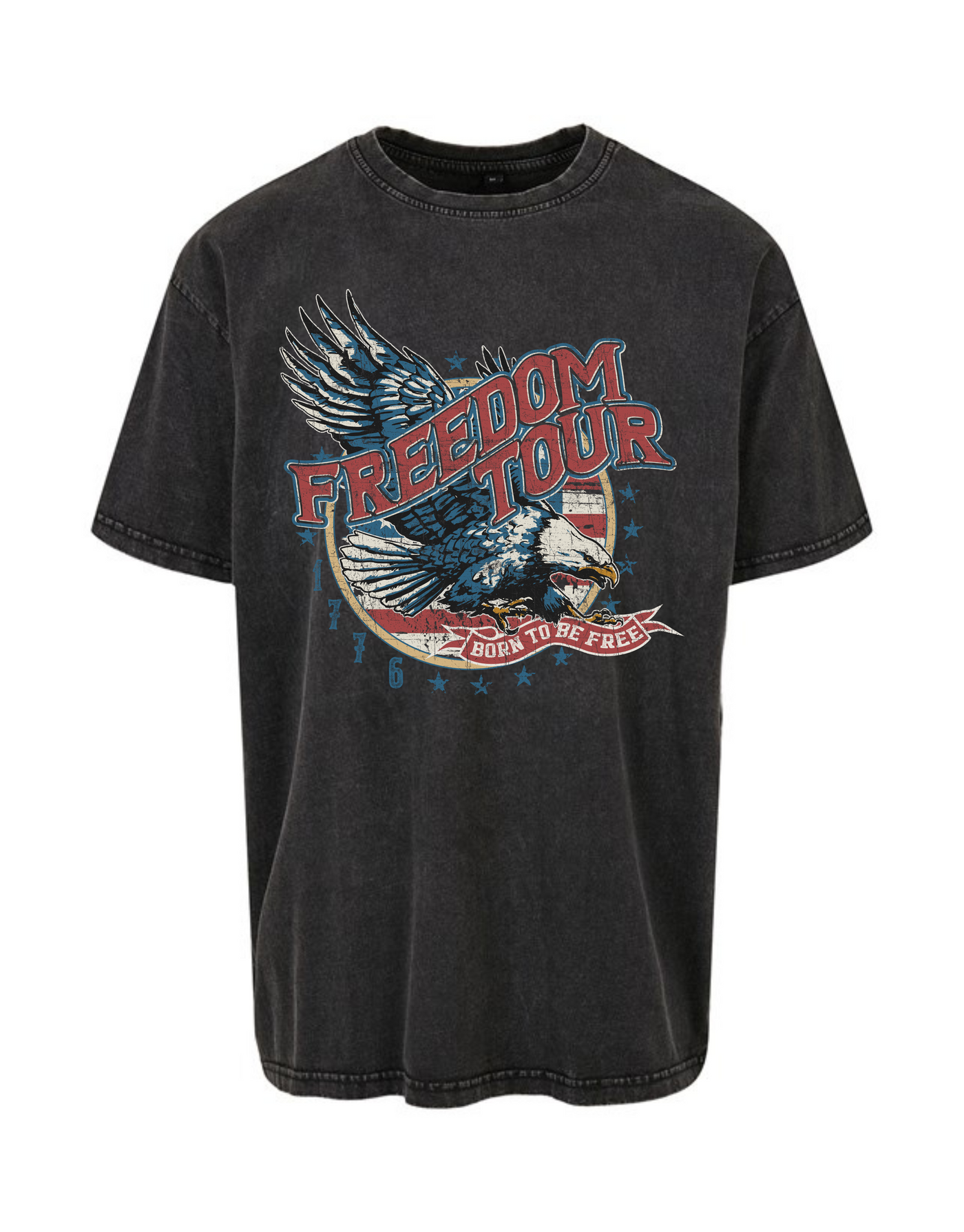 Black "Freedom Tour" Unisex Acid Wash T-Shirt
