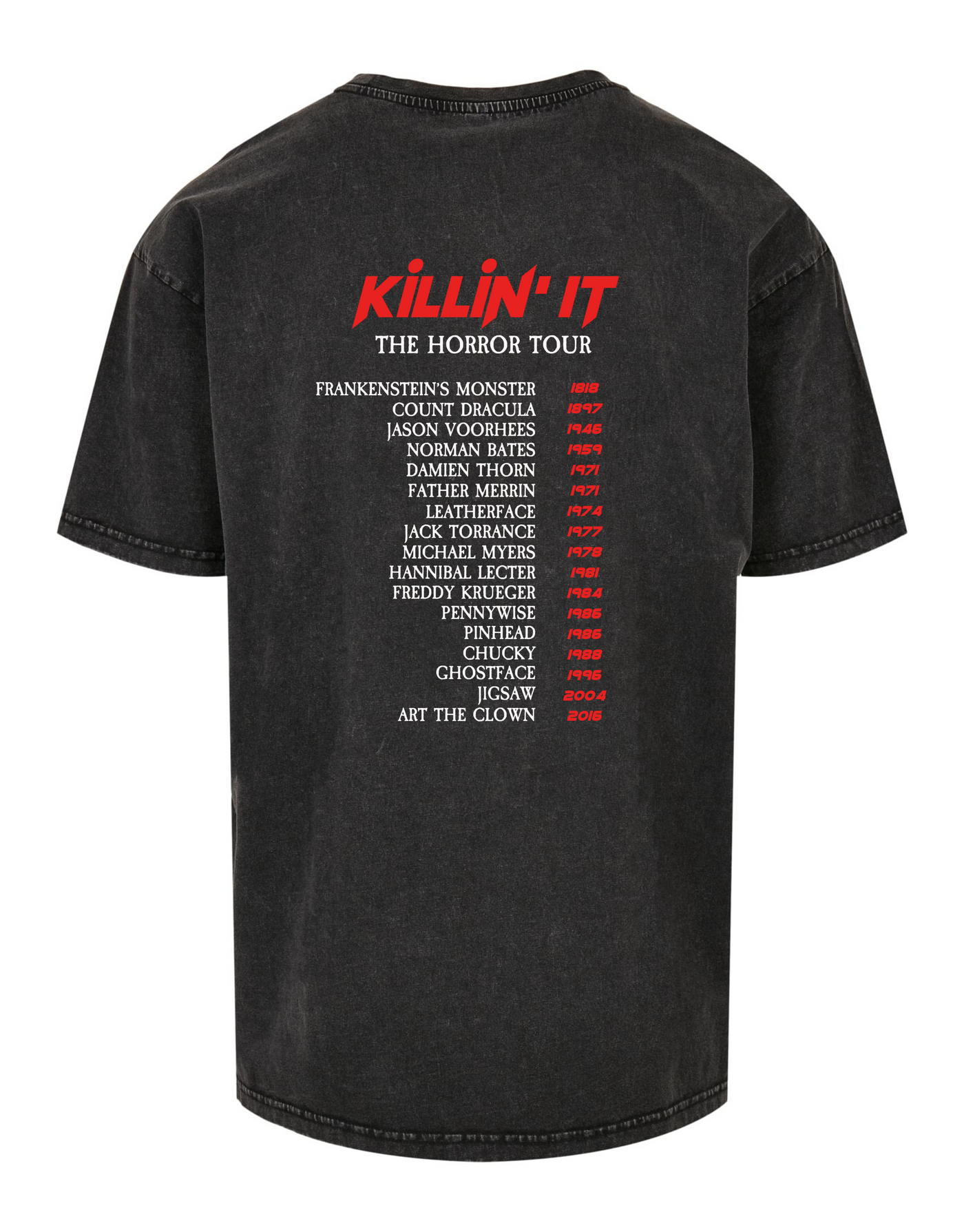 Black "Killin' It" Front & Back Unisex Acid Wash T-Shirt