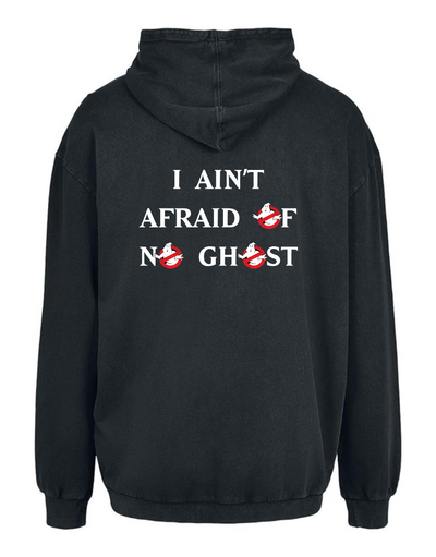 Black "I Ain't Afraid Of No Ghost” Front & Back Acid Wash Oversized Hoodie