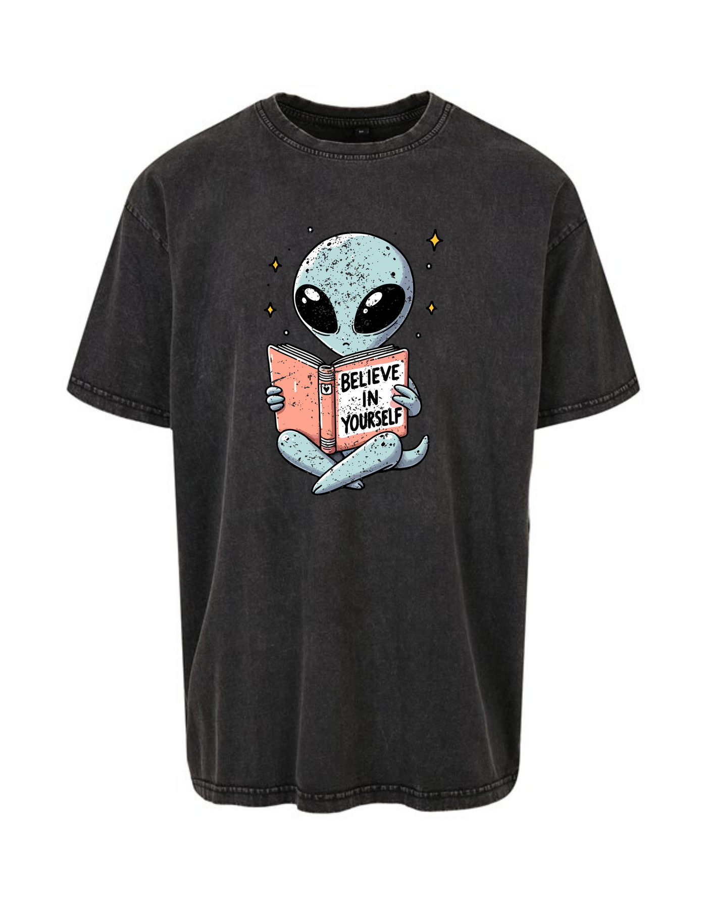 "Believe In Yourself" Alien Unisex Acid Wash T-Shirt