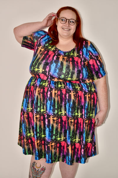 Rainbow Grunge 2-Way Pocket Skater Dress