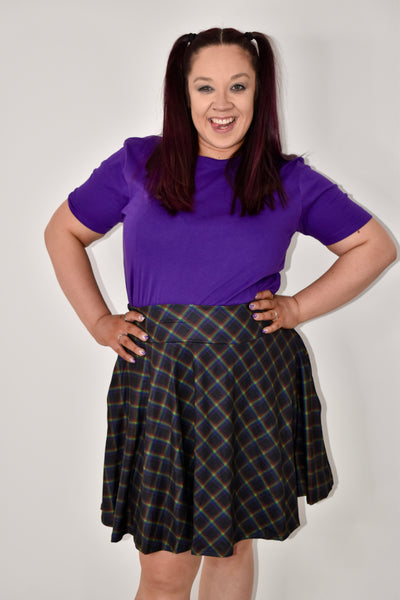 Rainbow Tartan Pocket Skater Skirt (Additional Size Added)