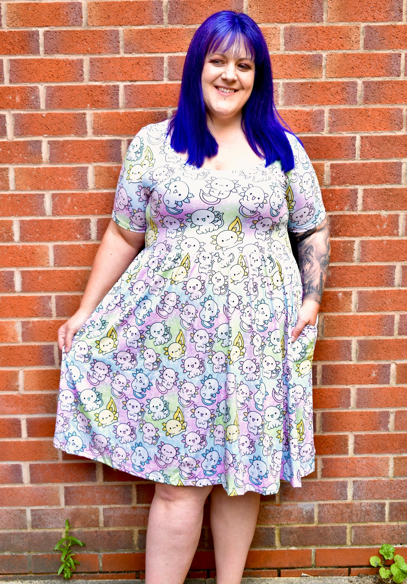 Adorable Axolotls 2-Way Pocket Skater Dress