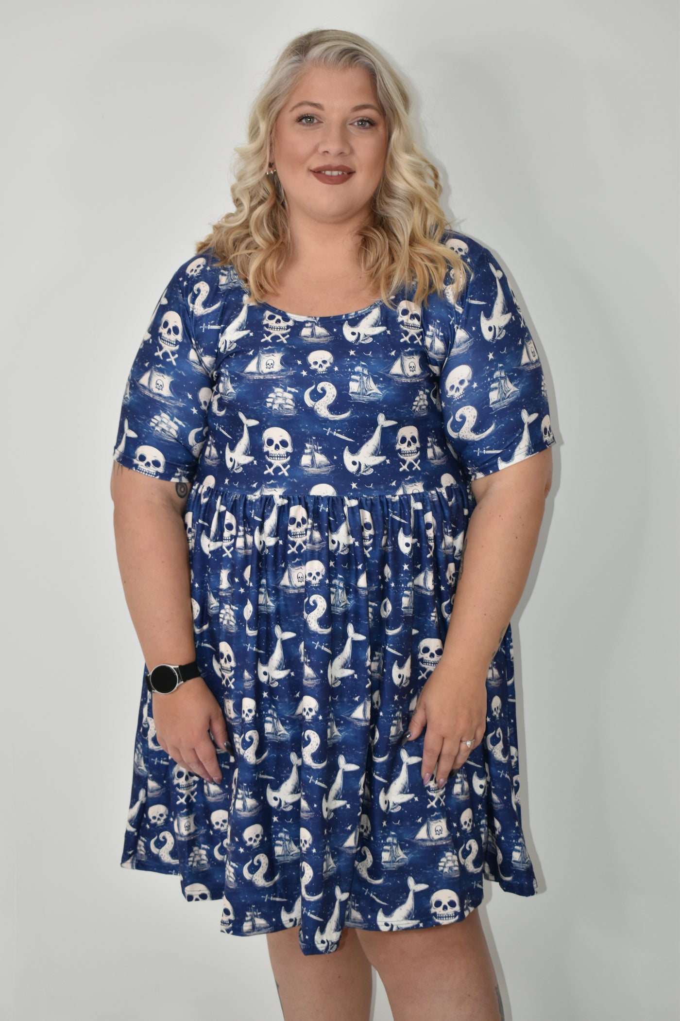 Ahoy There Sharky 2-Way Pocket Skater Dress