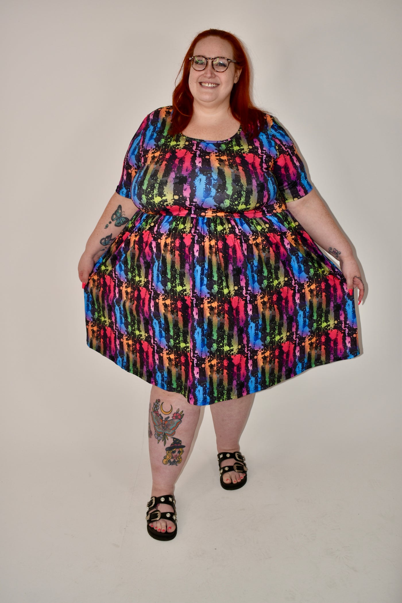 Rainbow Grunge 2-Way Pocket Skater Dress