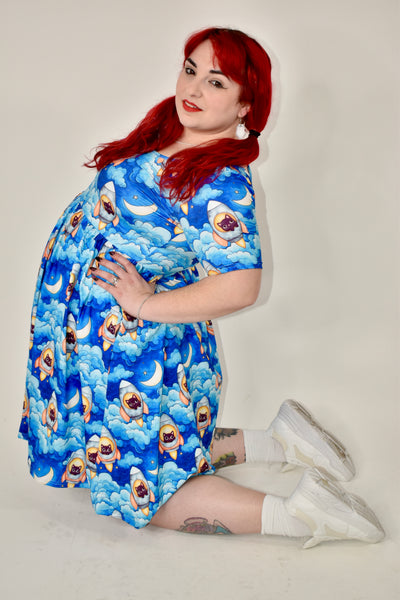 Cosmic Cats 2-Way Pocket Skater Dress