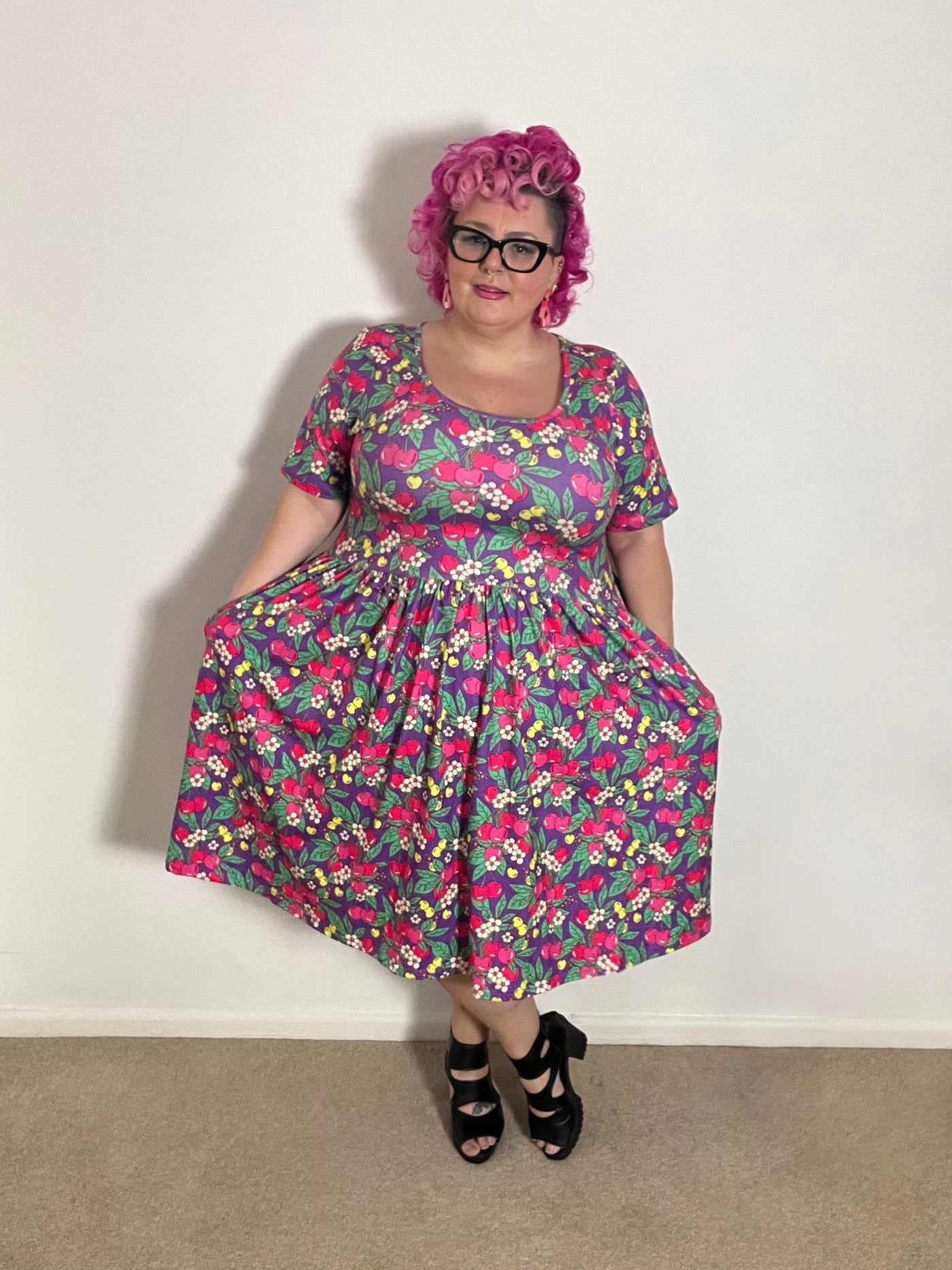 Topsy Curvy X Jelly With The Belly Cherry Pop 2-Way Pocket Skater Dress