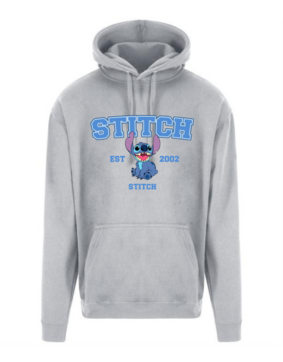 "Stitch" Front & Back Print Longline Unisex Hoodie