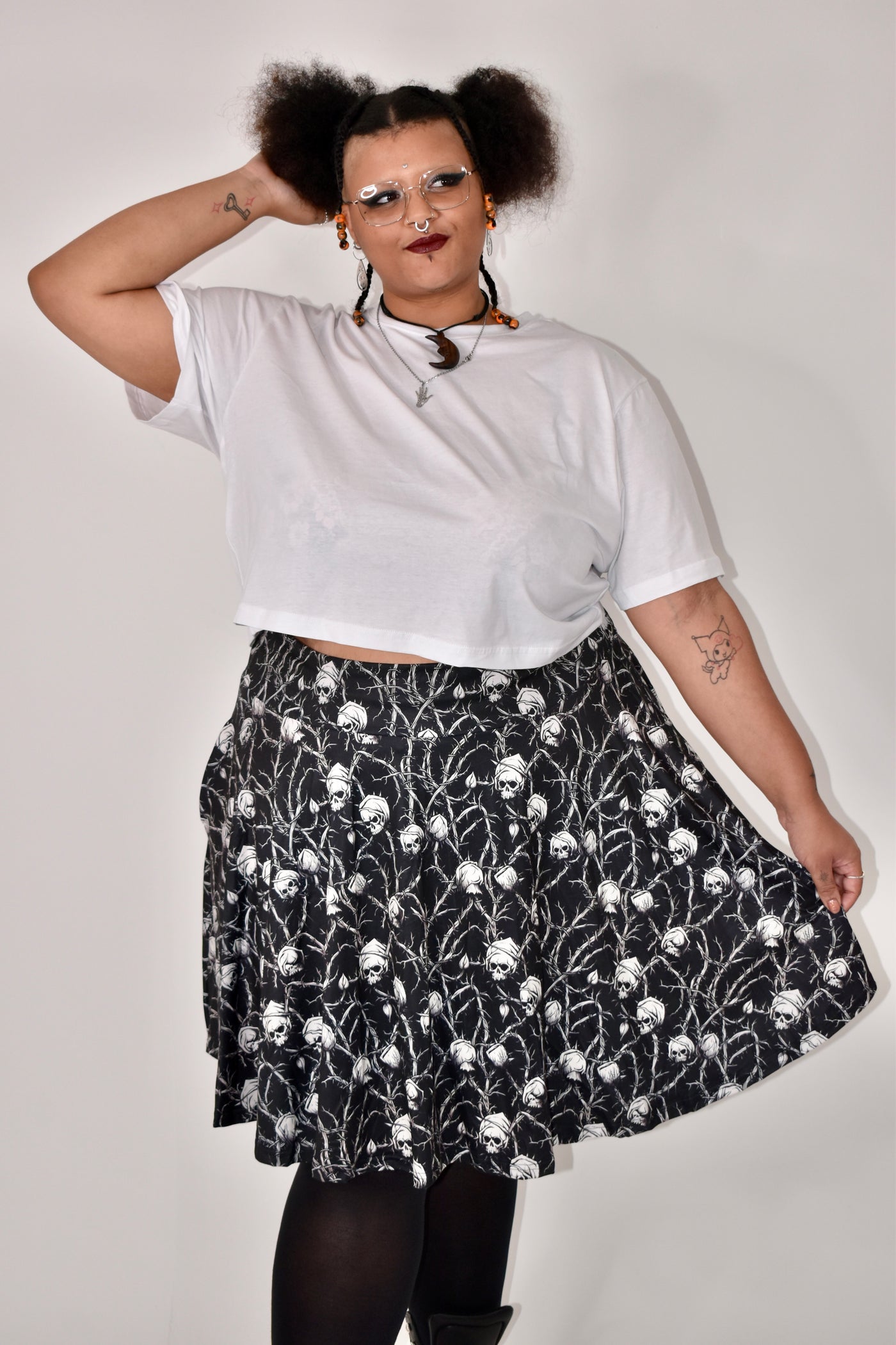 Forbidden Rose Pocket Skater Skirt