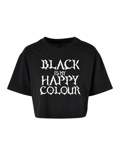 Black "Black Is My Happy Colour" Unisex Cropped T-Shirt