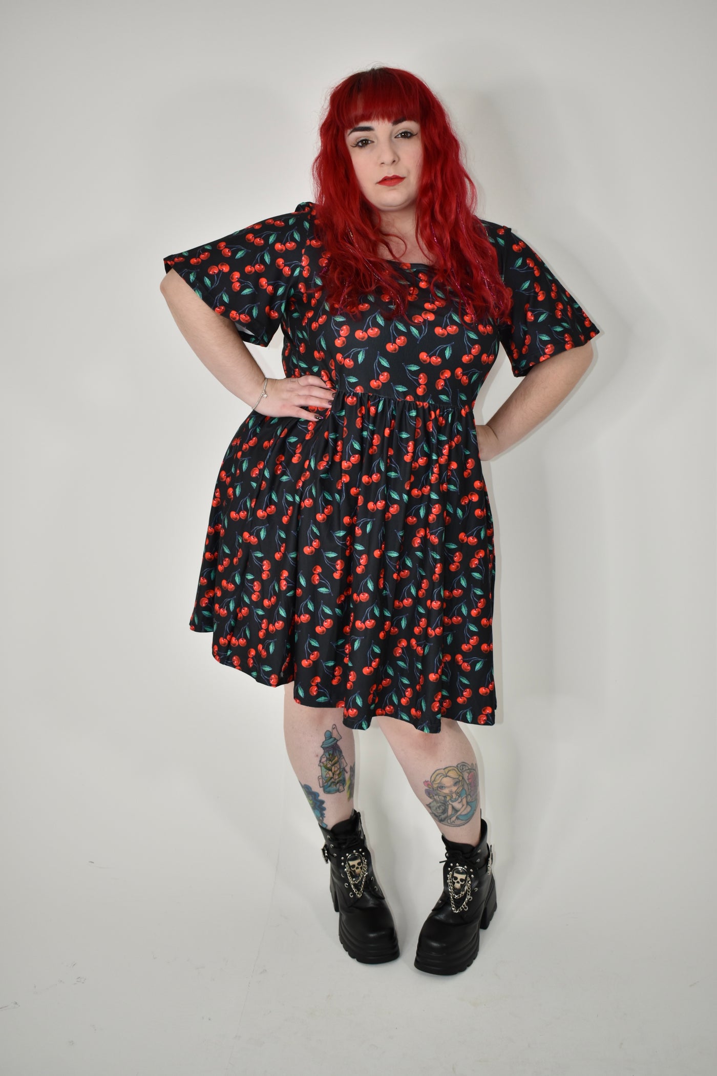 Cherry Baby Angel Sleeve Skater Dress