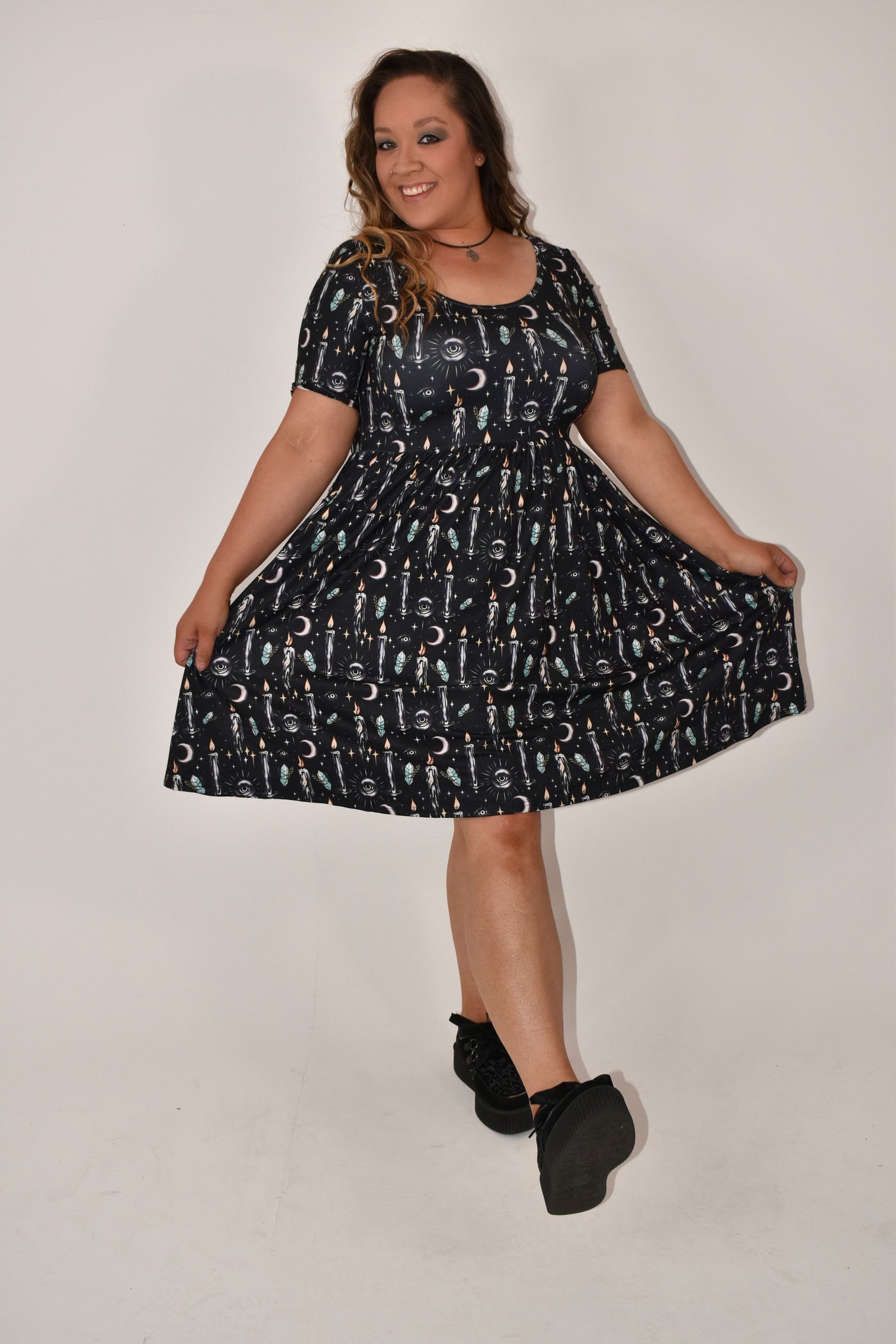 Celestial Flame 2-Way Pocket Skater Dress