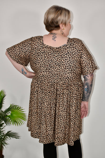 Lush Leopard Angel Sleeve Skater Dress