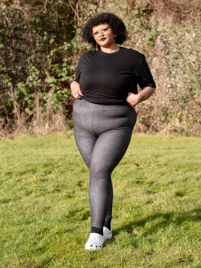 Black Washed Denim Look Super Soft Leggings