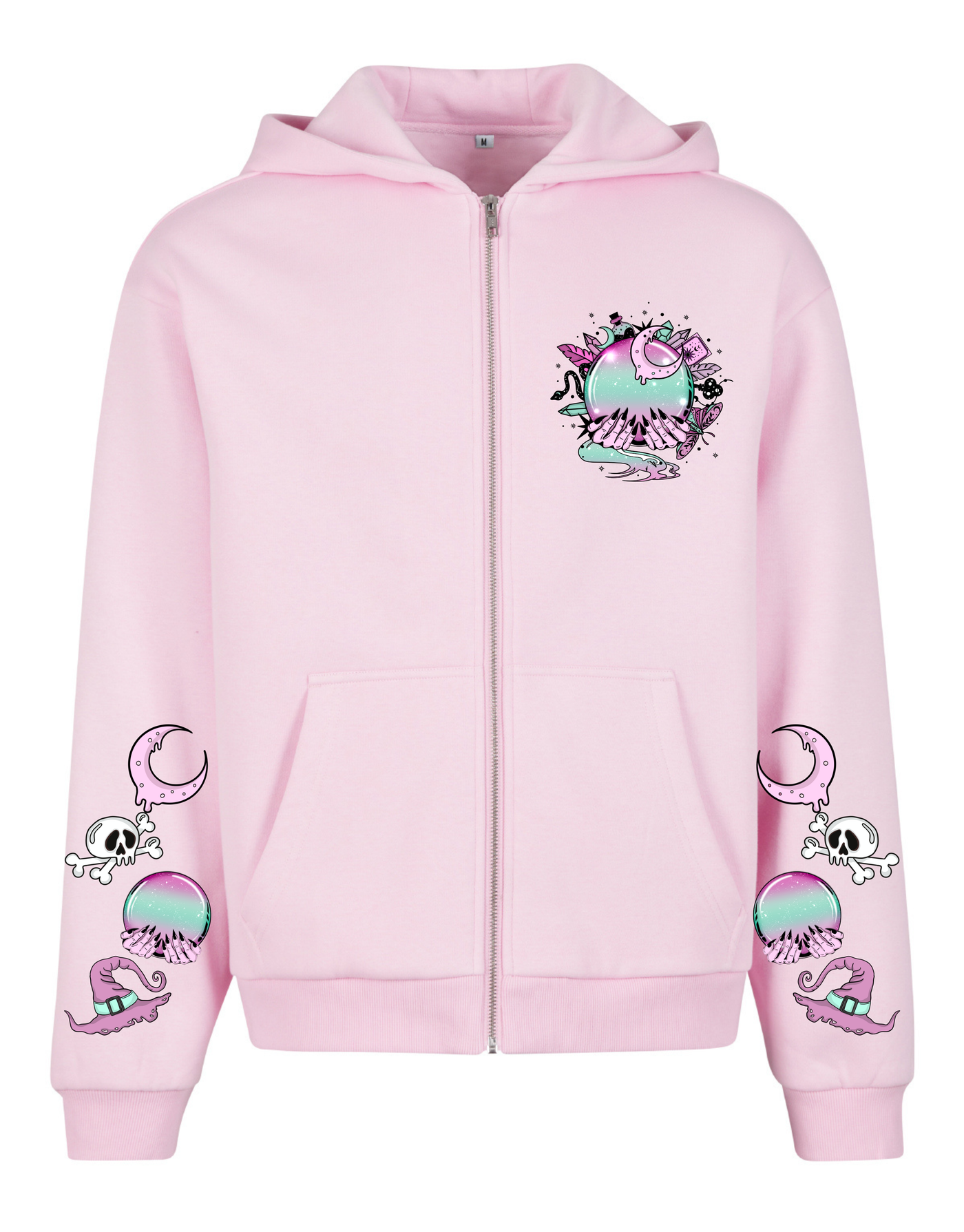 Light Pink "Crystal Ball" F&B Sleeve Print Unisex Premium Zoodie