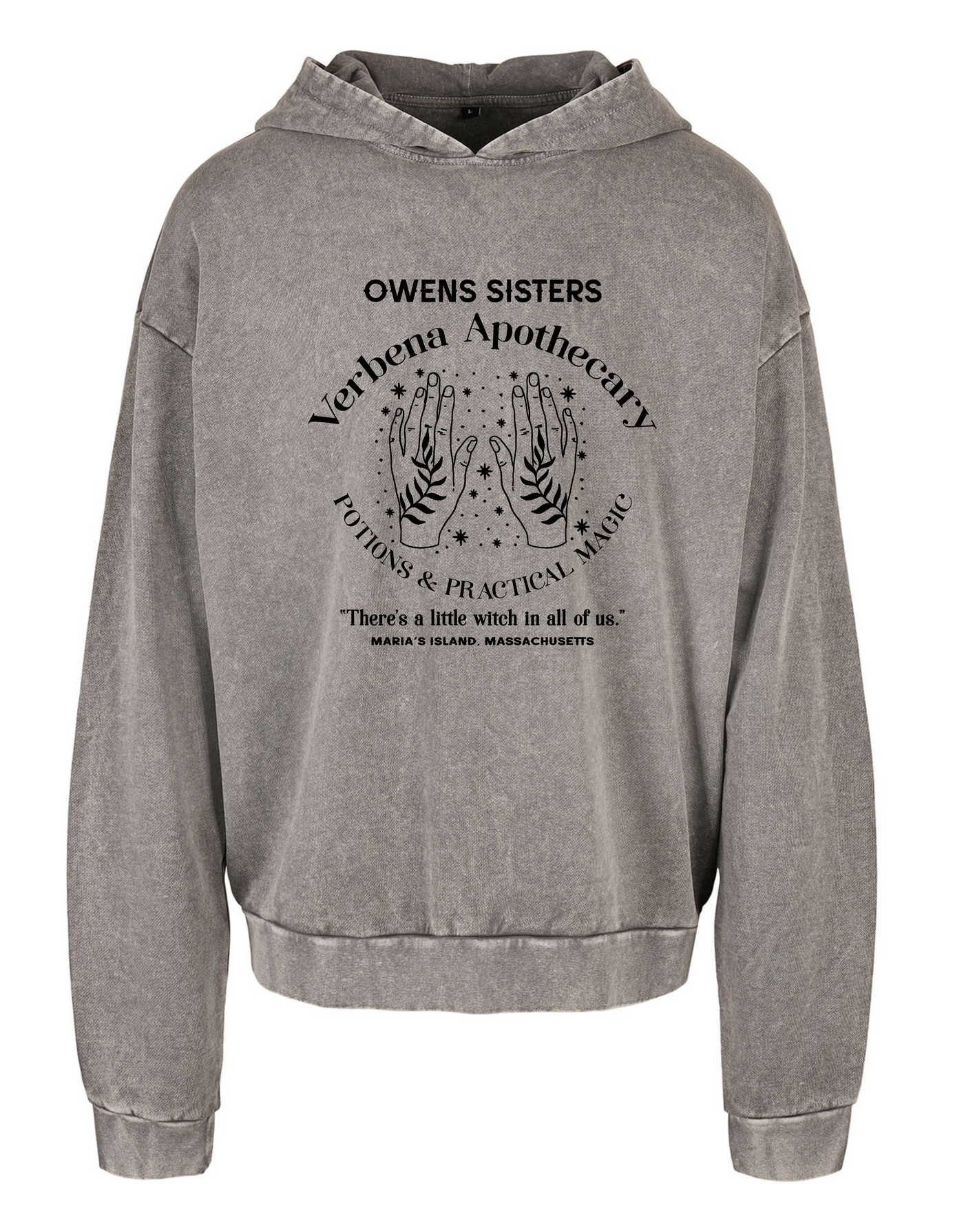 Charcoal Owens Sisters' Apothecary Acid Wash Oversized Hoodie