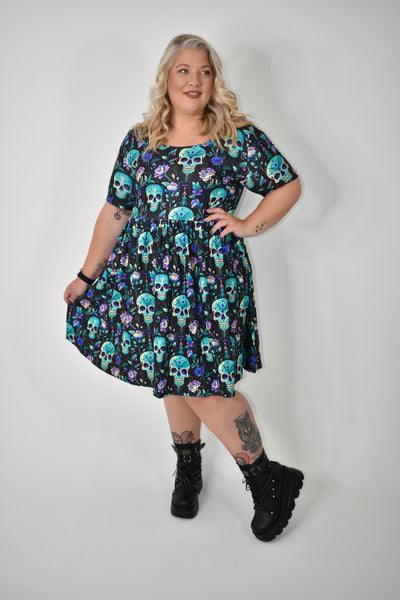 Deadly Blooms 2-Way Pocket Skater Dress